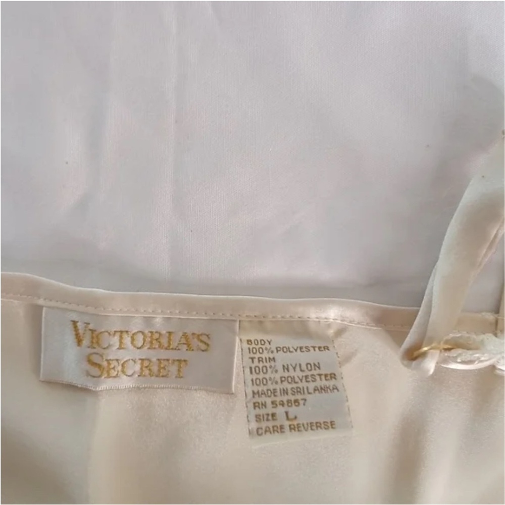 Victoria's Secret Vintage Gold Label Full Length Wide Sweep Nightgown Cream L - Picture 7 of 14